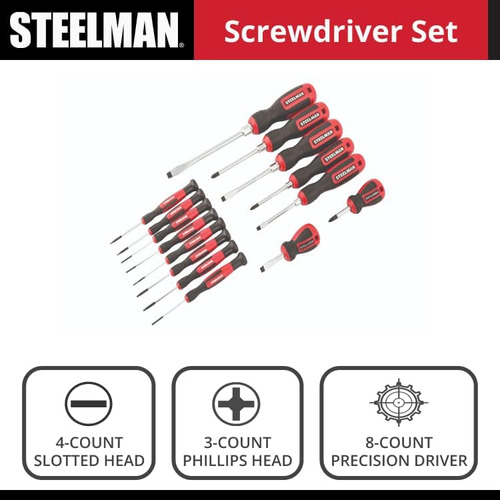 Juego De Destornilladores Steelman Comfort Grip, 15 De Lo...