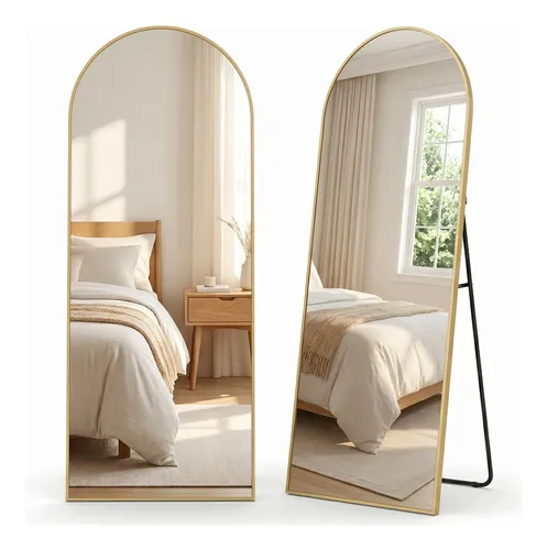 Espelho Corpo Inteiro 180x65 Arqueado Dourado Chão Parede Dourado