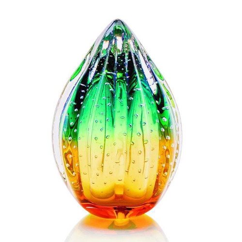 Pinha Peso Cristal Murano Verde Ambar 17x12cm Sao Marcos 12x