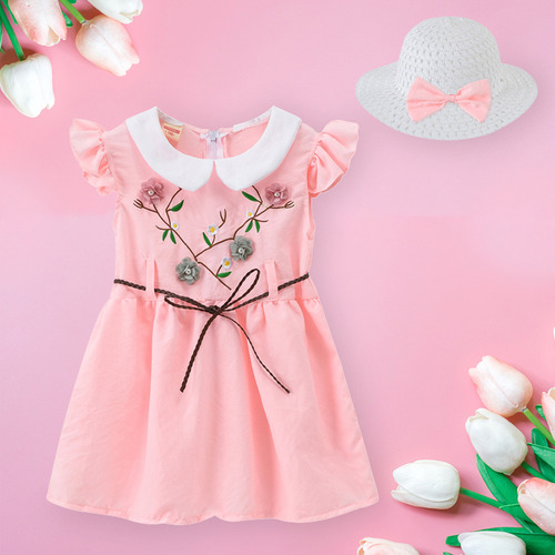 Falda Bordada Con Cuello De Muñeca De Verano Para Bebés Y Ni