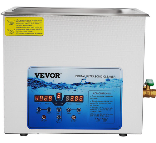 Vevor Limpiador Ultrasónico Profesional 10l Con Temporizador