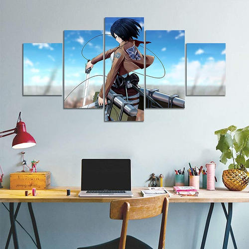 5 Cuadros Canvas Mikasa Attack On Titan Anime Diseño Unico