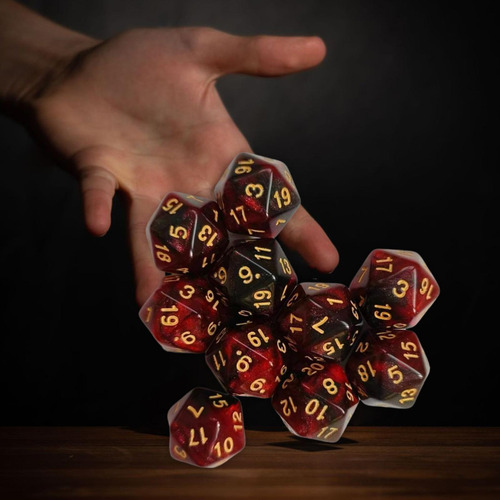 Jja 3 Juego De Dados De 10 Uds. De Colores Dobles D20, Rojo