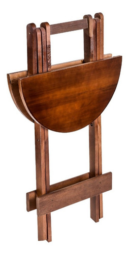 Mesa Bistro Dobravel Alta Madeira Maciça 4 Banquetas Altas Cor Imbuia