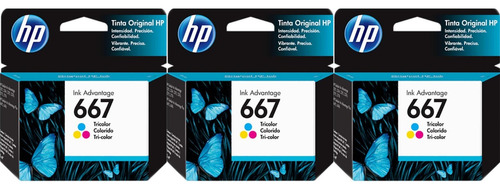 Cartuchos De Tinta Hp 667 Color Pack X3 Unidades Originales