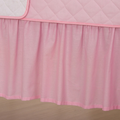 Kit Berço 11pçs Trança Chuva De Amor Menina Rosa Com Saia