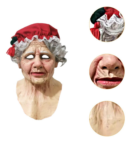 Máscara De Látex Navideña, Realista, Accesorios De Abuela
