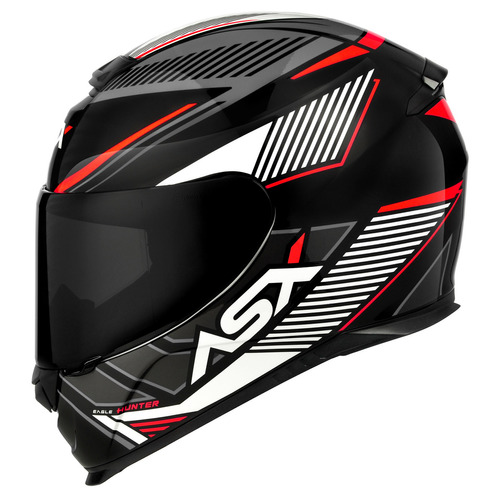 Capacete Asx Eagle Hunter Cinza Brilhante + Viseira Fumê