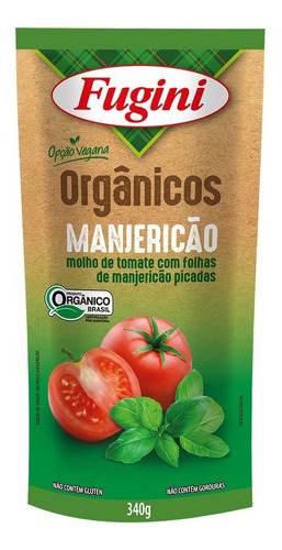 Molho De Tomate Orgânico Manjericão Fugini Sache 340 G