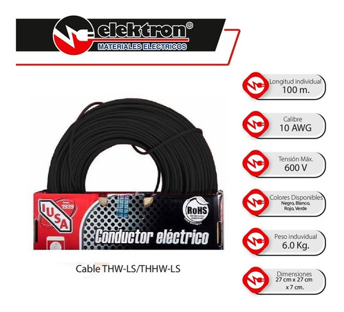 Imagen 3 de 7 de Caja 100 Mts Cable Iusa Blanco Thw Cal 10 Awg 100%cobre