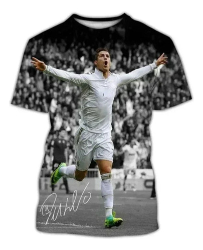 Camiseta De Manga Corta Con Impresión 3d Cristiano Ronaldo