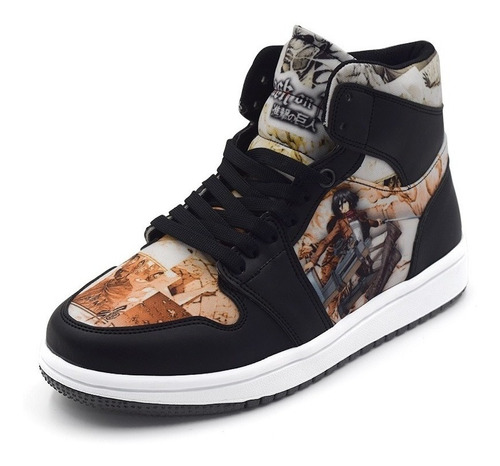 Tenis Negro Attack On Titan Mikasa Akerman Anime Bota Hi Top