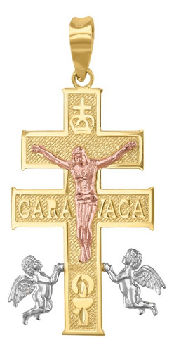 Cruz De Caravaca Con Cristo En Oro Rosa De 10 Kilates