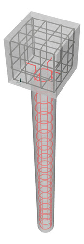 Cabezal Y Pilote Fundación Cuadrado Armadura Ø16 Longitud 3m