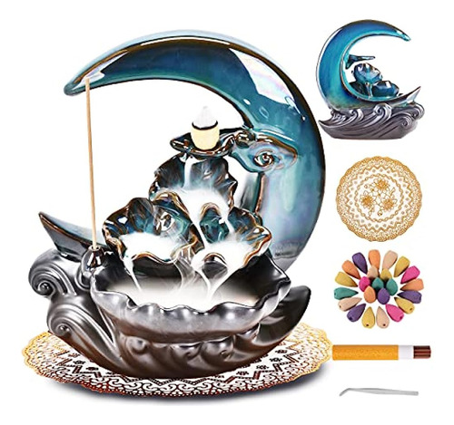 Zvaiuk New Moon Backflow Incense Holder, Waterfall Incense B