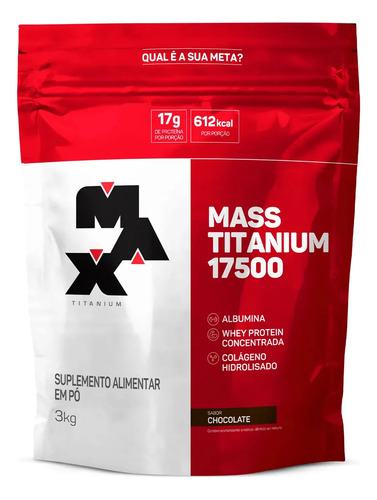 Hipercalórico Mass Titanium 17500 3kg - Max Titanium Sabor Chocolate