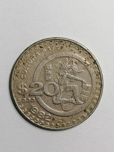 Moneda Mexicana De 20 Pesos Cultura Maya De 1982