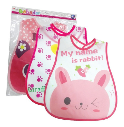 Babador Impermeável Infantil Com Estampas Sortidas Cor Rosa Diversos Tamanho Médio