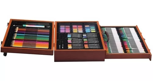 Kit de Pintura en caja de madera con Cajón , 142 piezas - Shopmami