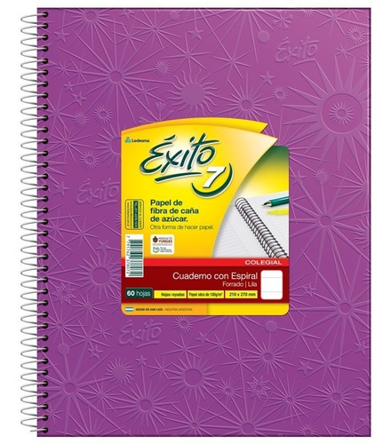 Cuaderno Exito E7 Espiralado 60 Hojas Rayado Lila