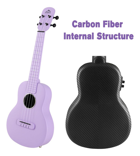 Ukelele Eléctrico De Concierto 23 Pulgadas Kit Completo Con Púrpura