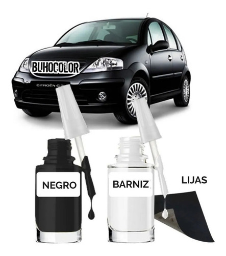 Retoque Fix Negro Universal + Aplicador + Barniz + Pincel