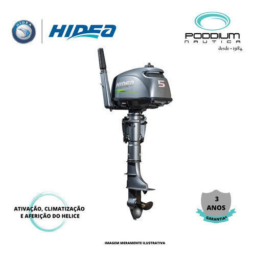 Motor De Popa Hidea Hd 5 Fhs, 2 Tempos Poddium Náutica