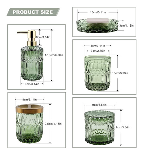 Juego Completo De 5 Piezas De Accesorios De Baño Verdes, Dis