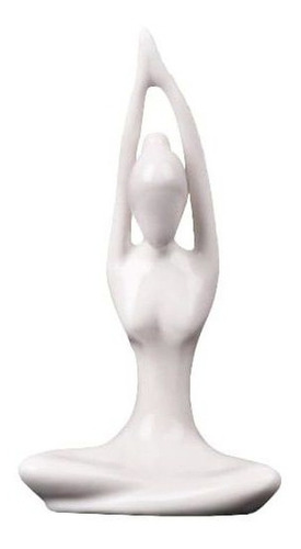 Estátua Enfeite Decorativo Posição De Yoga - Branco
