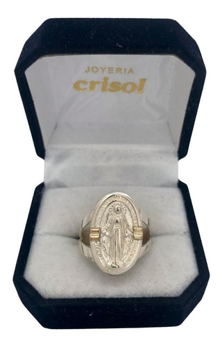 Anillo Virgen Milagrosa Plata Y Oro A194