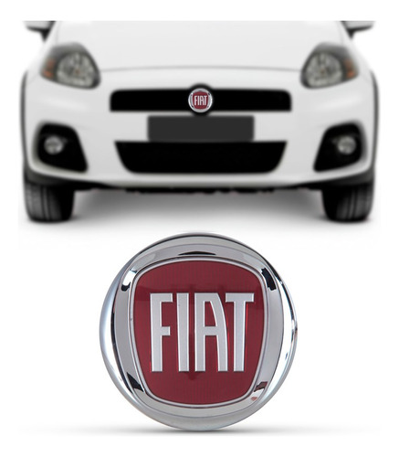 Emblema Grade Logo Fiat Cromado Vermelho Novo Uno 2016 2017