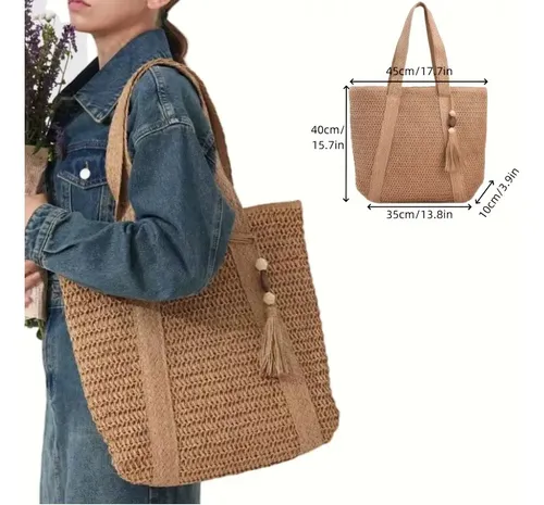 TIAASTAP Bolso De Paja Para Mujer, Bolso De Paja De Verano