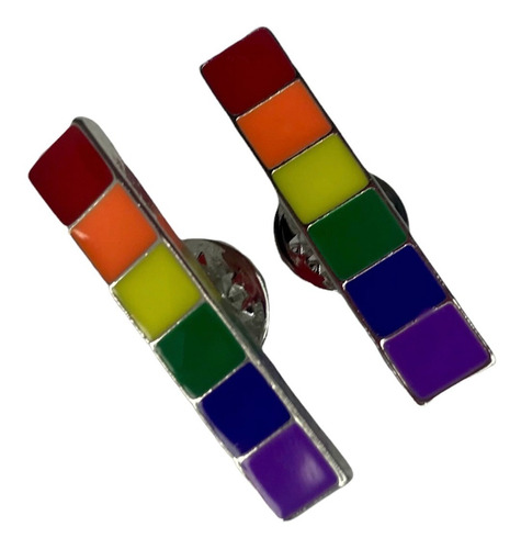 2 Pins Metalicos Gay Pride Arcoiris Orgullo Rectangular Pop