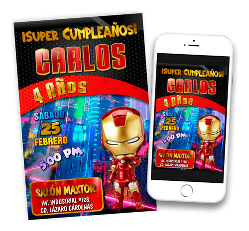 Invitación Digital Iron Man Vengadores 04 Imprimible