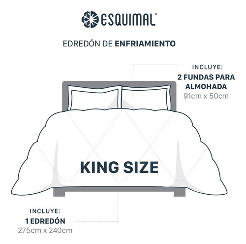 Edredón De Enfriamiento King Size Con Fundas Esquimal Verde Liso