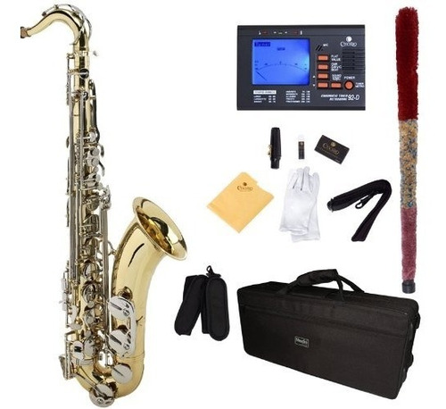 Saxofon Tenor Dorado Y Llaves Nickel Con Funda Y Accesorios