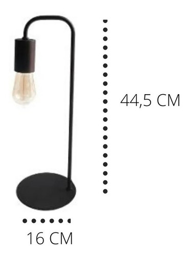 Imagen 3 de 8 de Velador Nordico Industrial Imola Bl - Ng C/ Lamp Led Pera 8w