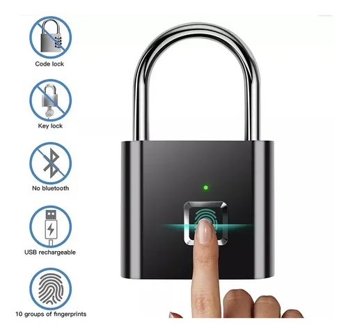 Candado Con Lector De Huella Recargable Digital Sin Llave