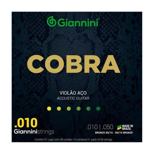 Encordoamento Violão Aço 0.010 85/15 Giannini Cobra Geefle
