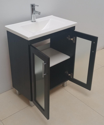 Imagen 4 de 10 de Vanitory 62cm Color Wengue Con 2 Puertas