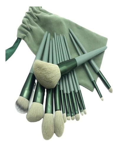 Kit De Pincéis De Maquiagem Profissional - 13 Pç Verde