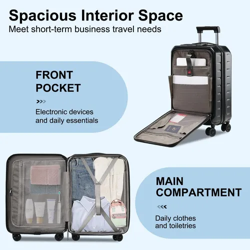 Carry On Luggage Censien, 20 Pulgadas, Ligero, Abs Y Policar