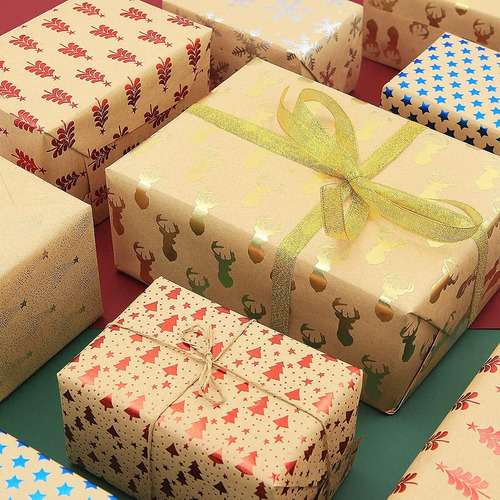 Papel De Regalo De Navidad, Papel Kraft Reciclable De Regalo