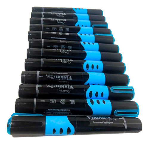 Marcatextos, Vision Plus, Azul Fluor, 1 Caja/12 Pzs. Azul