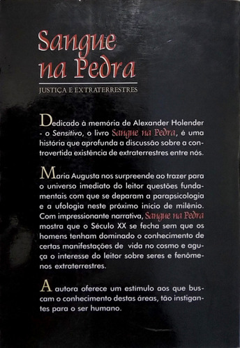 Sangue Na Pedra - Justiça E Extraterrestres - Autora: Maria Augusta - Editora Europa - Livro Físico, Impresso Em Papel (Usado)