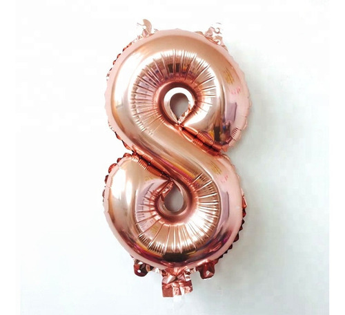 Globo Metalizado De Numeros De 1 Al 9 En Rosa Gold De 72 Cm