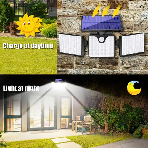 Luz Solar 230 Leds Lámpara Solar De Pared Sensor De Presenci