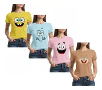 Comprar Kit Cu002F4 Camisa Feminina Patrick, Bob Esponja, Lula E Sandy