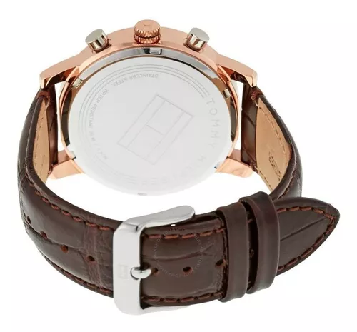 Tommy Hilfiger Reloj casual de acero inoxidable y correa de cuero para  hombre, color: Marrón (Modelo: 1791561), Marrón