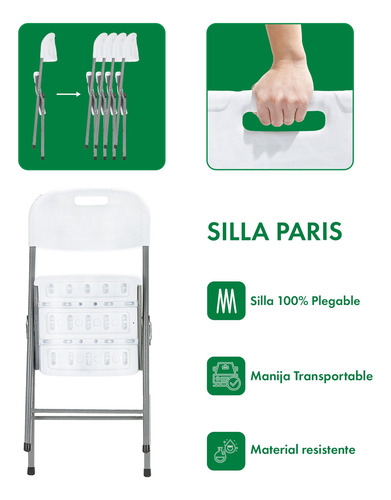 Mesa Plegable Camping 180 Cm Gardenlife + 4 Sillas Plegables